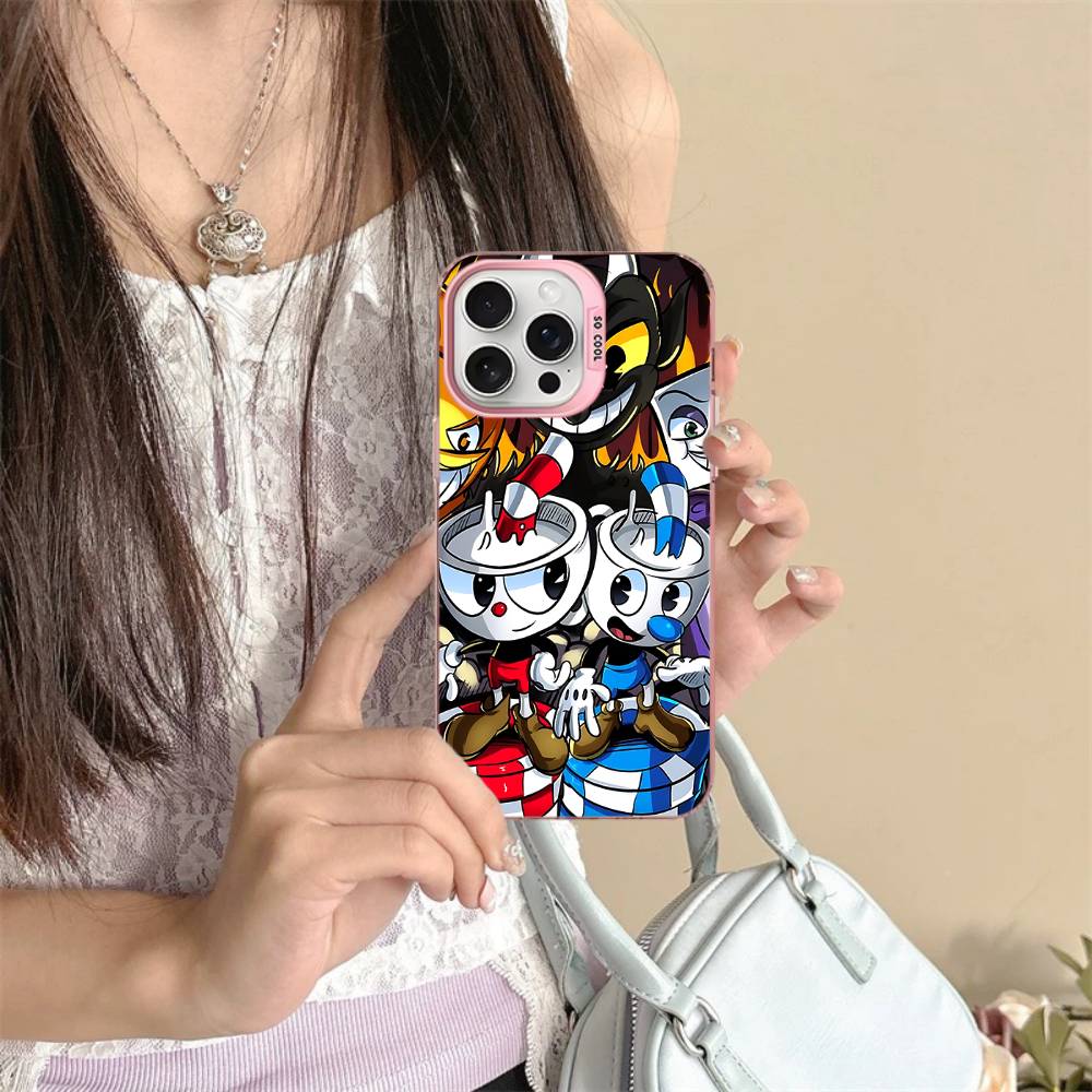 Anime Cuphead Cartoon Phone Case For IPhone 16 15 14 13 12 11 17 Pro MAX Plus Pro Matte Shockproof Cover