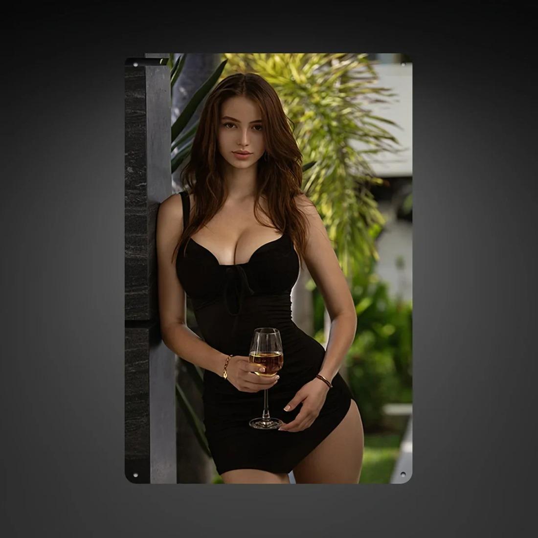 

Vemei 8x12 Metal Wall Art Black Silhouette Decor Fashion Model Home Office Cafe 20x30cm