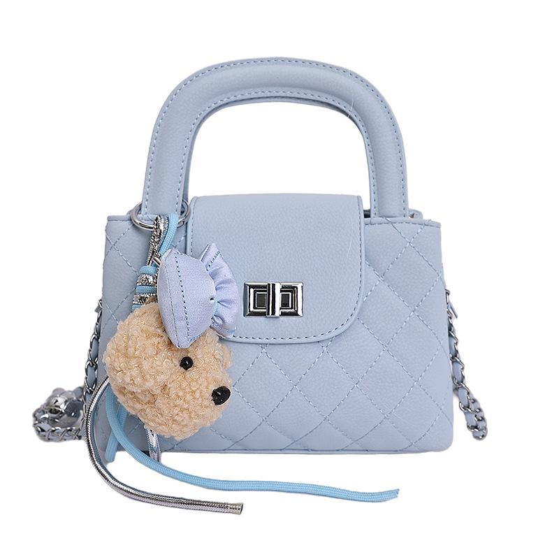2026 Spring/Summer Women's Cute Bear Handbag - Diamond Lattice Chain, Shoulder & Crossbody Bag