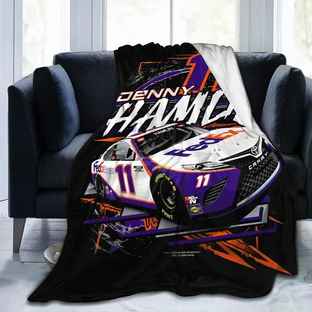 Denny Hamlin 11 All Season Fleece Blanket Throw Ultra Soft Flannel Blanket Digital Printed Premium Fluffy Microfiber Fleece