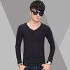 Long Sleeve Men's T-Shirt Slim Fit V-Neck Casual Solid Color Tee Bottoming Top