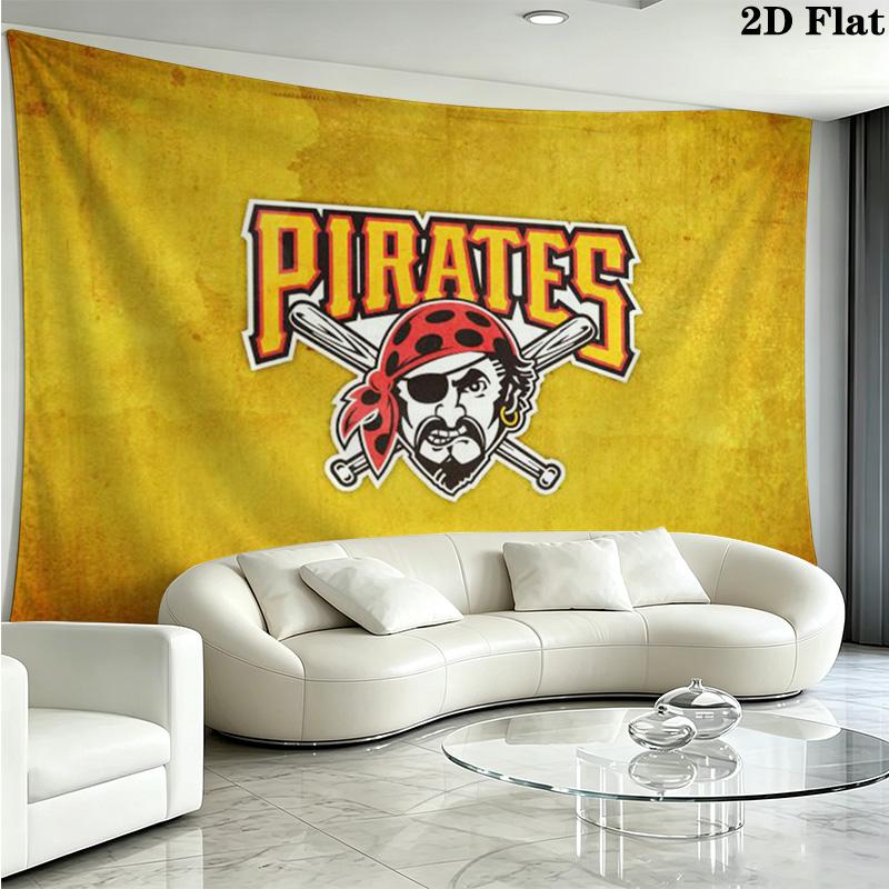 Pittsburgh Pirates Logo Wall Tapestry Aesthetic Wall Hanging Printed Fabric Blanket Decorative Tapestries for Bedroom Living Room Home Decor