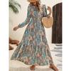 Fall Floral Dress Women's Printed V-neck Dress