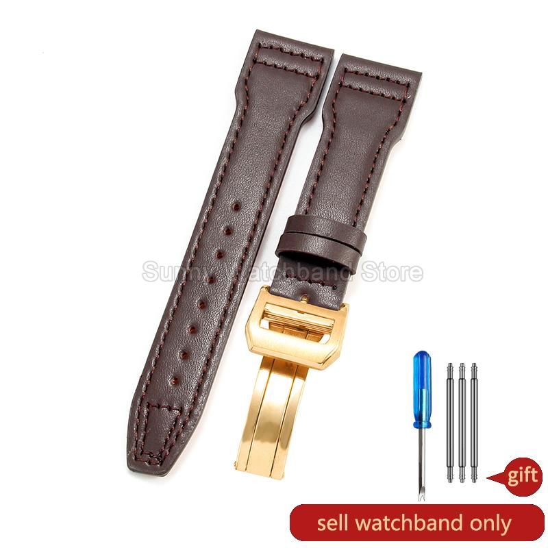 Coffee Black 20 21 22mm for IWC Portofino Le Petit Prince Portugieser Cowhide Watch Band Special Interface Needle Buckle Durable