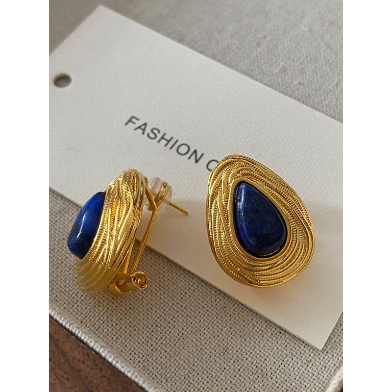 Accessible Luxury Water Drop Ear Studs Best Selling Fashion Vintage Lapis Lazuli