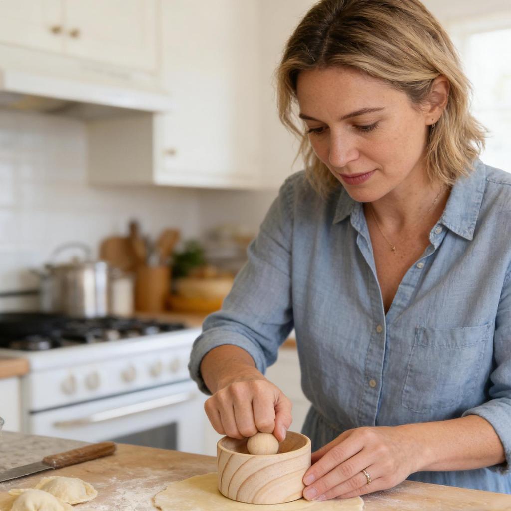 Pressa per Involucri di Ravioli in Legno, Stampo in Legno, Adatto per Realizzare Panini Rotondi, Torte Fatte a Mano e Involucri Sferici per Ravioli