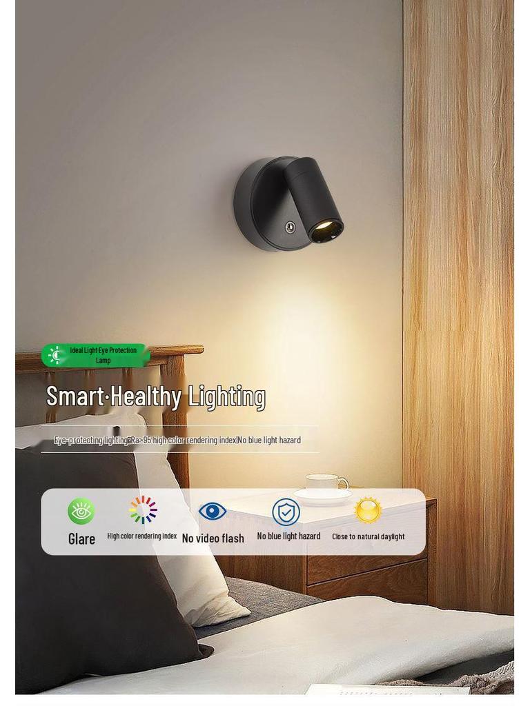 Wireless Magnetic Downlight Night Light: No-Drill Wall Spot for Bedroom and Bedside Reading