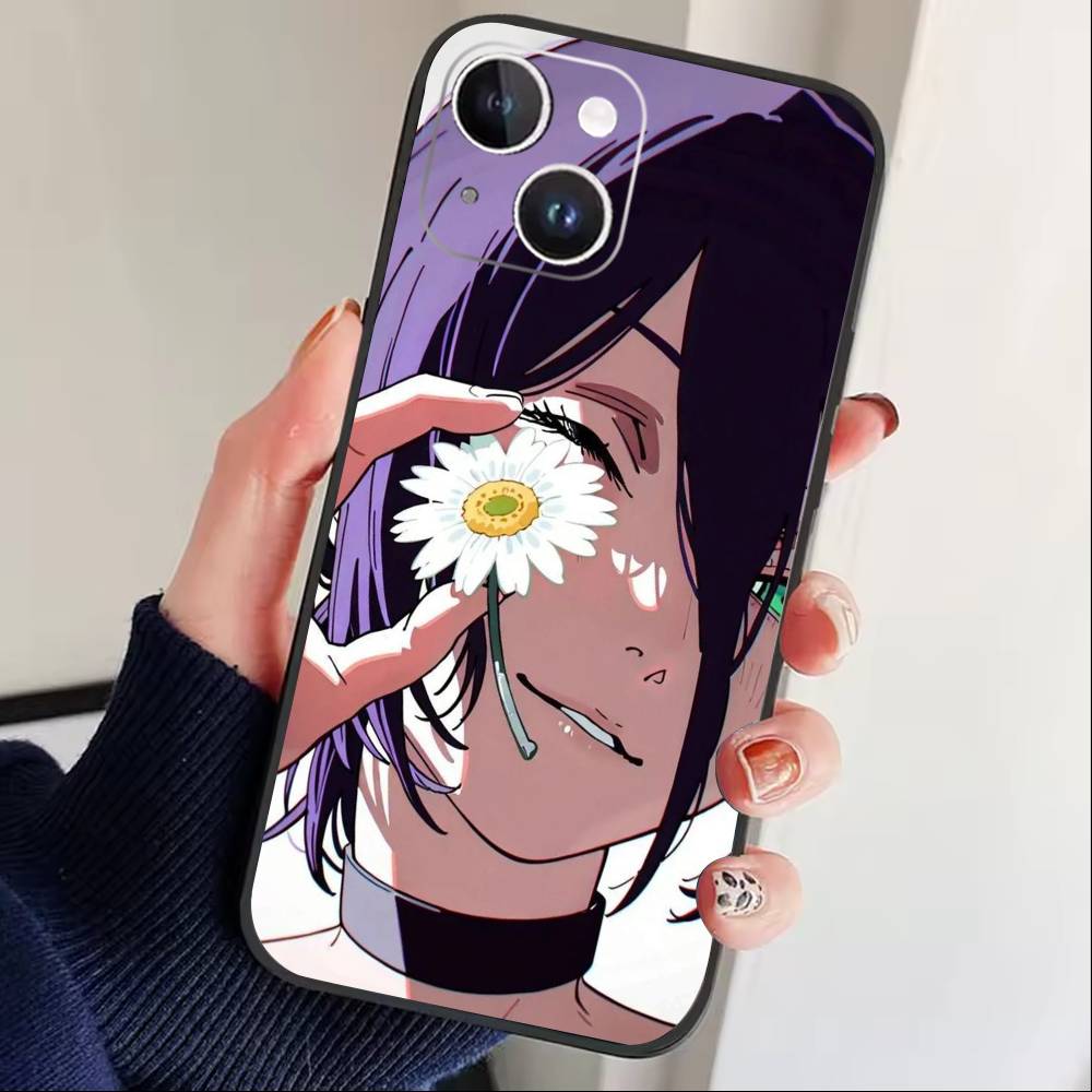 R-Reze C-Chainsaw Man Phone Case For iPhone17,16,15,14,13,12 Plus,Max Soft Silicone Black Cover