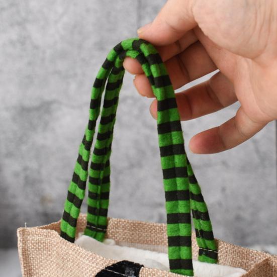 Kindergarten Activity Bags Halloween Candy with Handles, Non Woven Trick or Treat Totes Reusable Linen Sacks for Kids, Black Cat Pumpkin Ghost Goodie