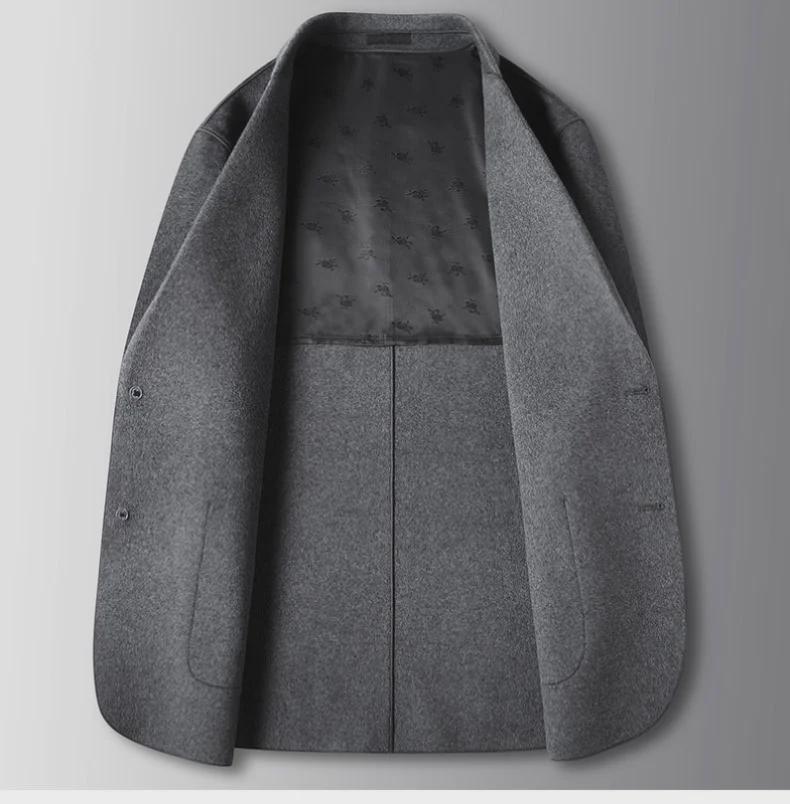 Men's Woolen Casual Suits: 2024 Autumn/Winter Solid Color Thickened Coats for Middle-aged and Young