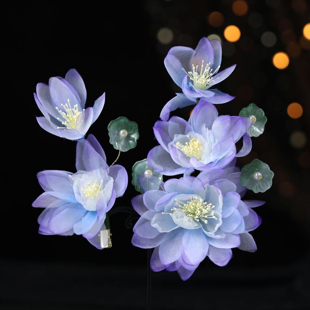 Flower Hair Clips Forks Chinese Hanfu Hair Accessories for Women Hairpin Fork Handmade Vintage Wedding Hair Jewelry Retro Crowns for Girl and Women