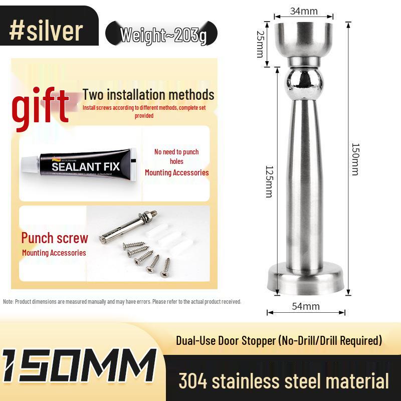 Stainless Steel Magnetic Door Stopper - Punch-Free, Anti-Collision, High-Strength, for Bathroom/Bedroom Doors
