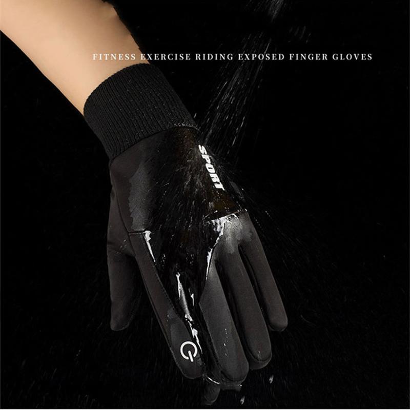 Mănuși de pescuit calde de iarnă pentru bărbați Mănuși impermeabile termice anti-alunecare cu ecran tactil pentru alergare în aer liber Ciclism Schi Snowboard