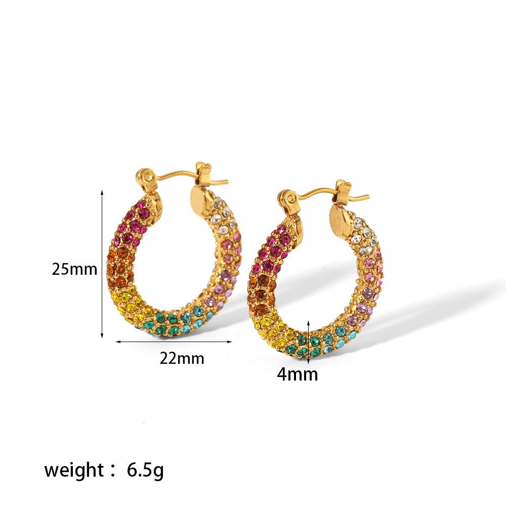 Retro Inlaid Zircon Stainless Steel Earrings Creative Temperament Light Luxury High Sense Women's Stud Earrings