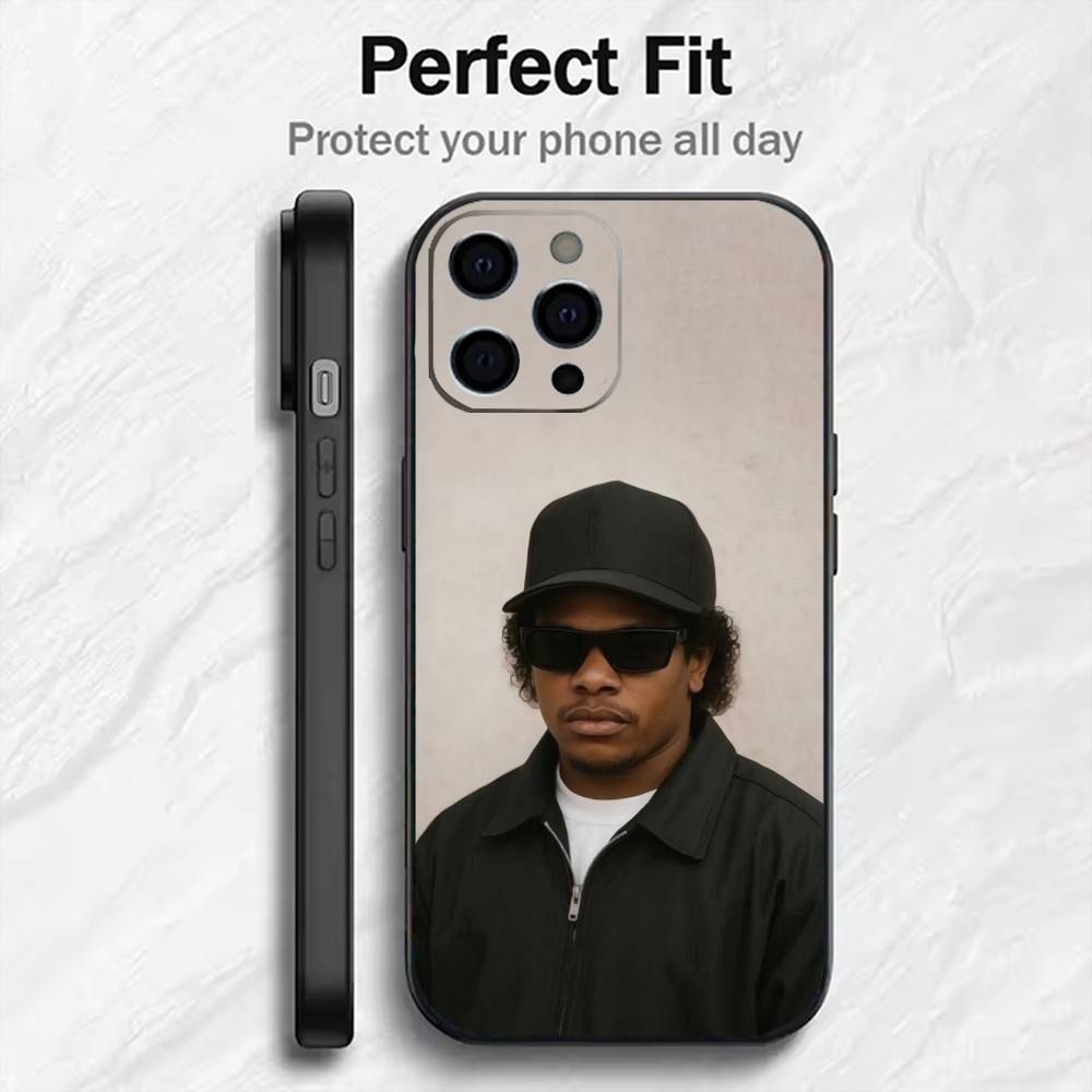 

Gangsta Rapper Eazy-E Phone Case For iPhone17,16,15,14,13,12 Plus,Max Soft Silicone Black Cover iPhone16e
