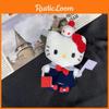 Navy Hellokitty Black Leather Bag Pendant Cute Kt Cat Keychain Decoration