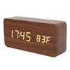 Temperature Display Wood Digital Clock Voice Activated Electronic Alarm Clock  Nightstand