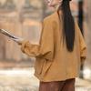 Johnature Women Vintage Shirts Tops Spring Chinese Style Solid Color Blouses Pockets Button Stand Shirts