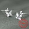 Delicate Double Butterfly  Sterling Silver Stud Earrings Exquisite Aesthetic Women’s Accessories Shiny Wedding Jewelry