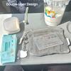 Large Capacity Mesh Cosmetic Bag Dopamine Color Coin Purse Durable Make Up Case
