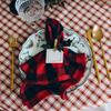 Set of 4 Christmas Napkins Plaid Red Black 15.7X15.7Inches Washable Reusable for Holiday Christmas Party Table Setting Decor