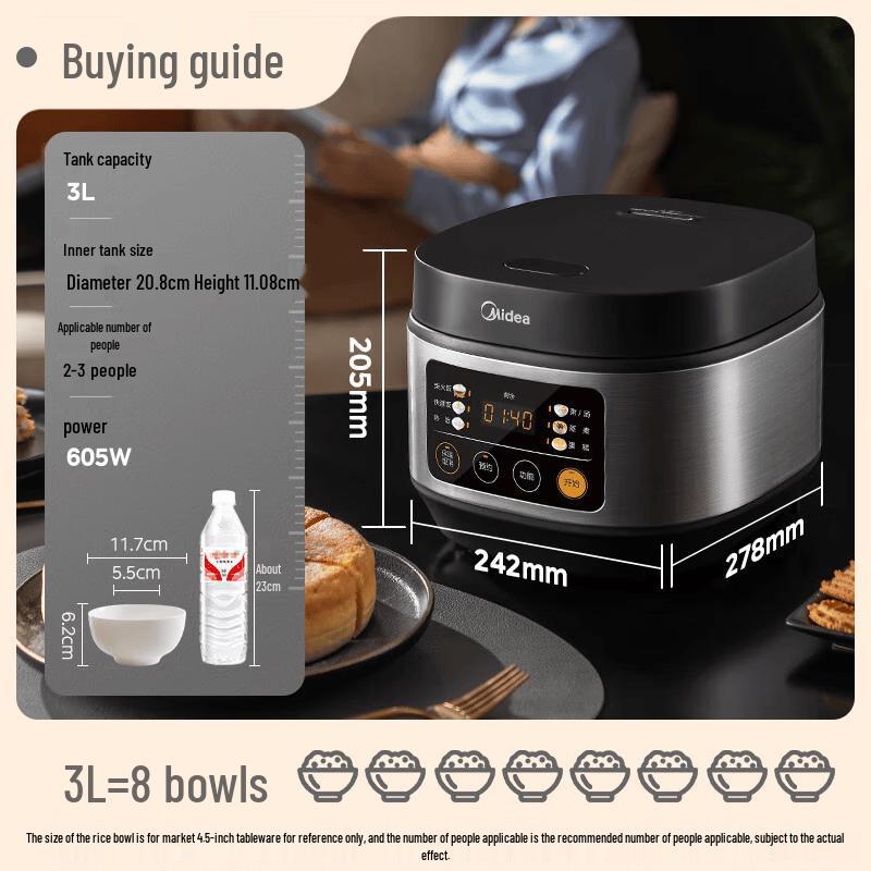 Midea 3L Smart Multi-Function Pressure Rice Cooker CN Plug (adapter Included)