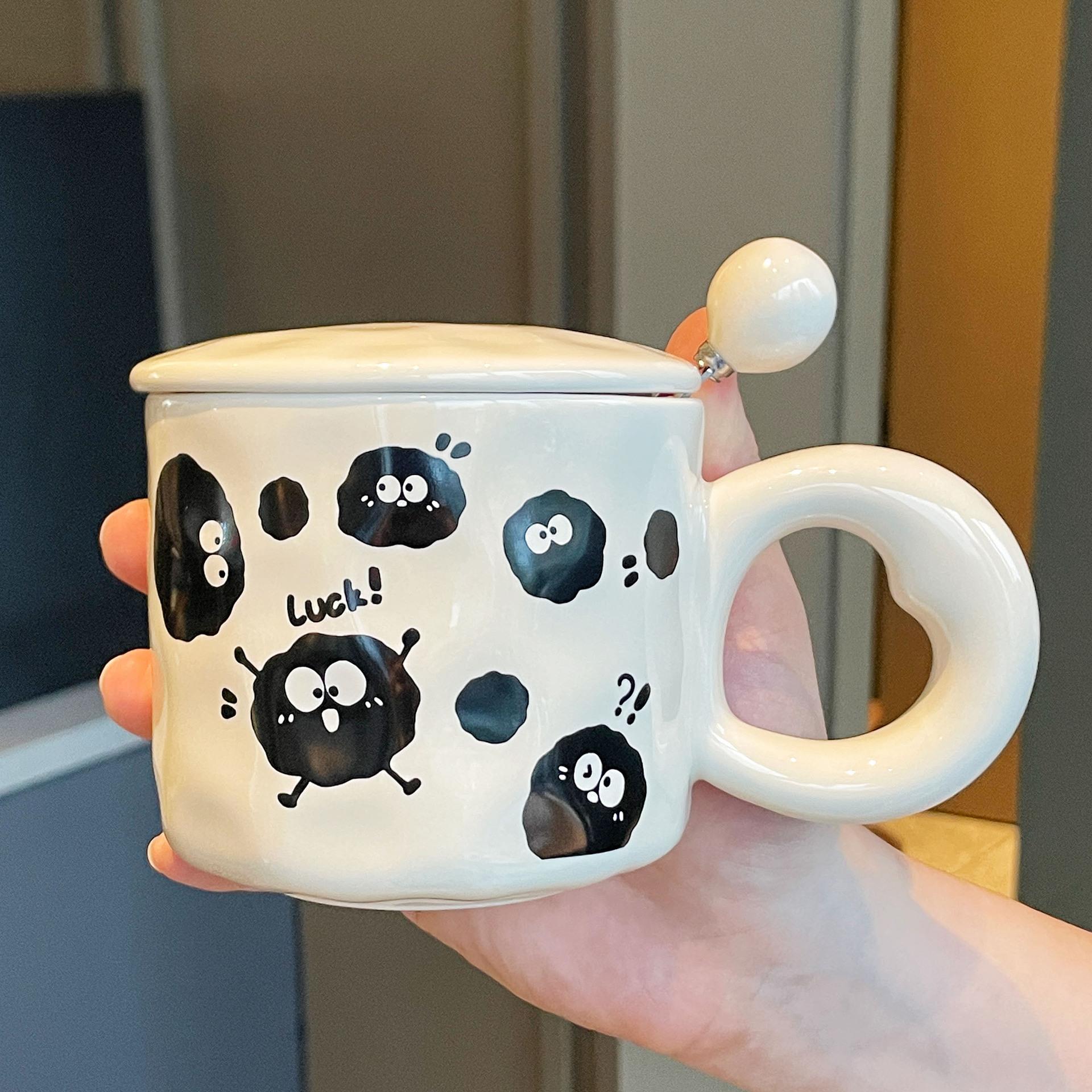 

Souvenir Girls Cute Ceramic Mug with Lid Couple Water Cup Creative Practical Cup Men s Coffee Cup Gift 301-400ml