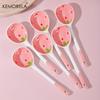 Cute Ceramic Strawberry Shaped Spoons Set - 2/4/6Pcs Perfect for Stirring Honey Coffee Rice -Ideal Tableware for Home Restaurant
