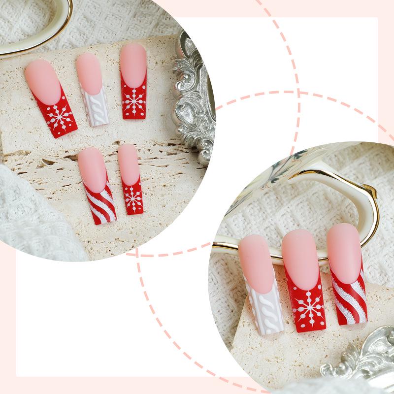 European & American Christmas Sweater Texture Press-On False Nails
