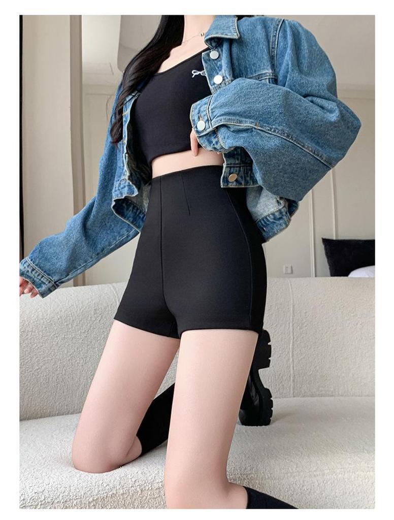 Shorts Casuais de Verão Femininos Pretos de Cintura Alta Emagrecedores - Hot Pants Versáteis Estilo Traje Romano