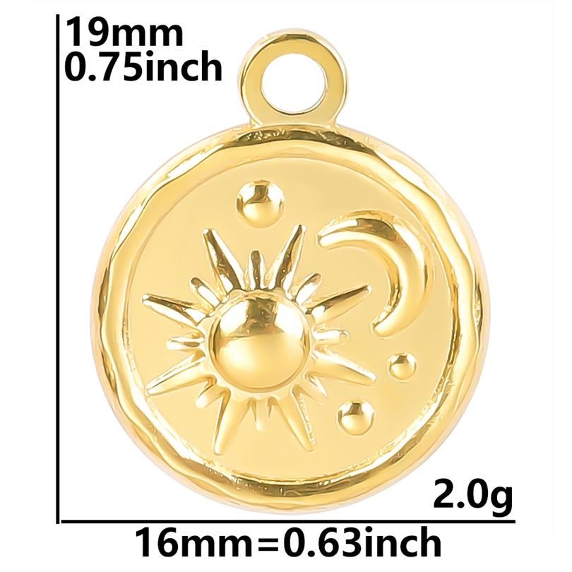 6pcs Real Gold Plated Sun Charms For Jewelry Making Supplies Stainless Steel Charm Pendants Heart Moon Thread Sunshine Material