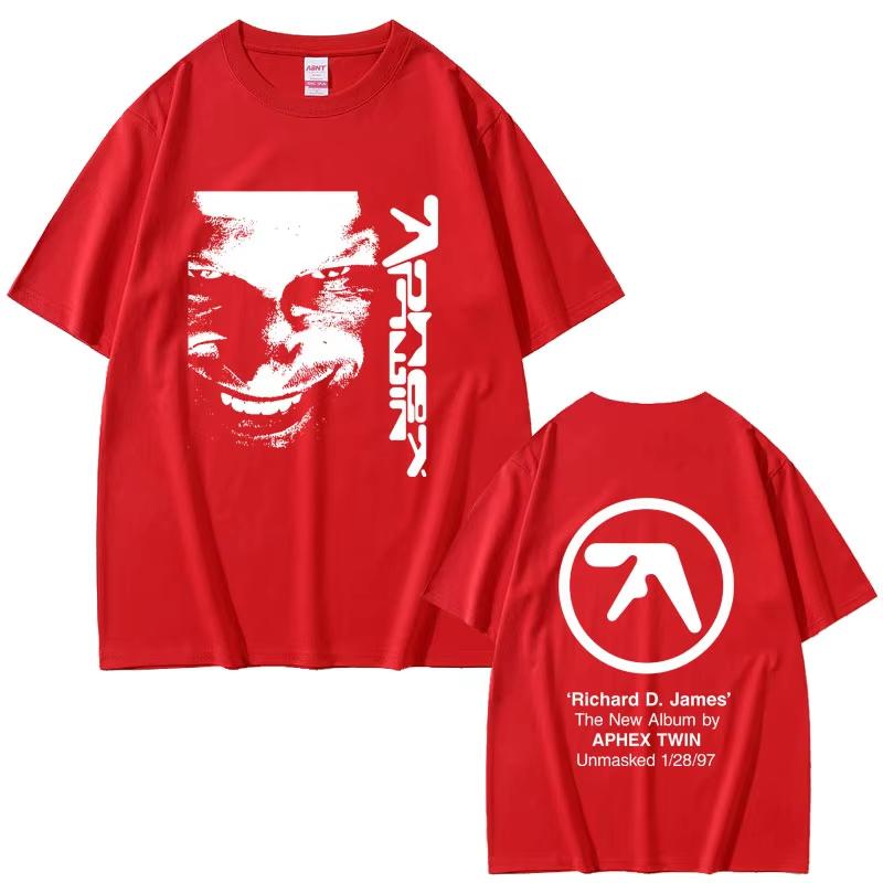 T-shirt Graphique Visage Aphex Twin T-shirt Impression Album Richard D James Mode Unisexe Musique Pop Électronique T-shirts Manches Courtes