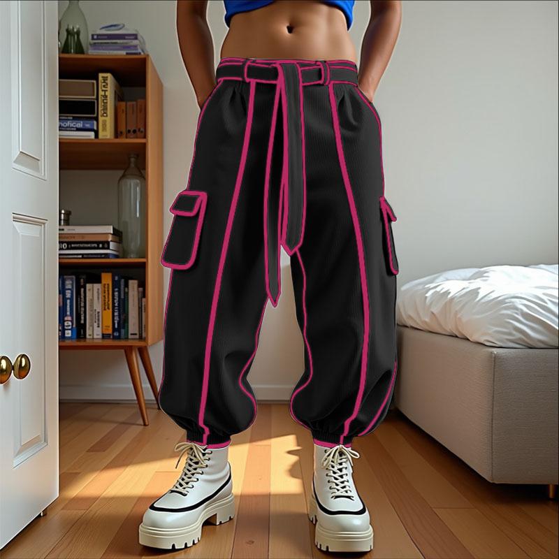 INCERUN Podzim Jaro Pánské Ležérní Elastický Pas Prošívaný Pás Dlouhé Harémové Kalhoty