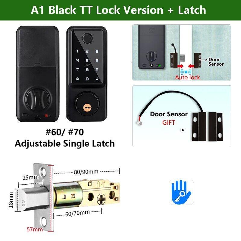 A1 TT Lock/ Tuya WiFi Auto Fingerprint Digital Electronic Door Lock With Door Sensor Password/IC Card/APP/Key Smart Door Lock