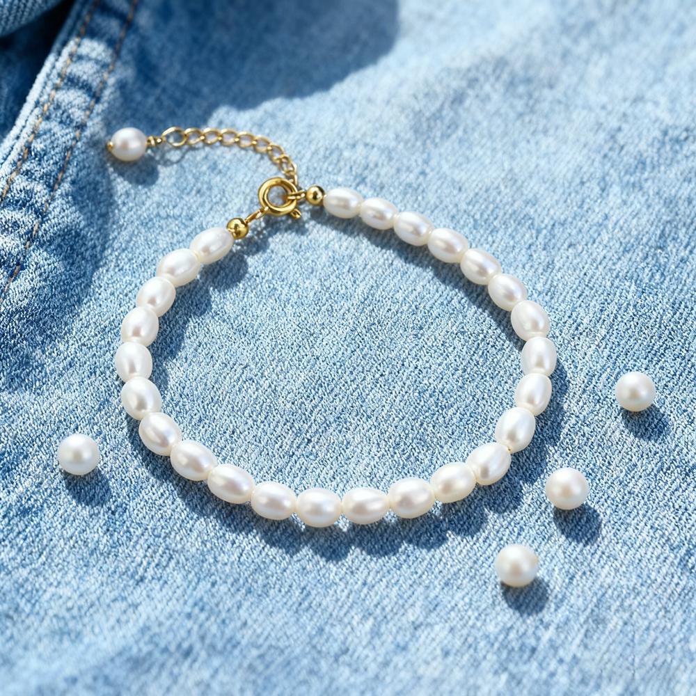 Dainashi 4-5mm Rice Shape Freshwater Pearl Bracelet for Women 16cm 18cm 20cm Adjustable 925 Sterling Silver Bracelet 2026 New