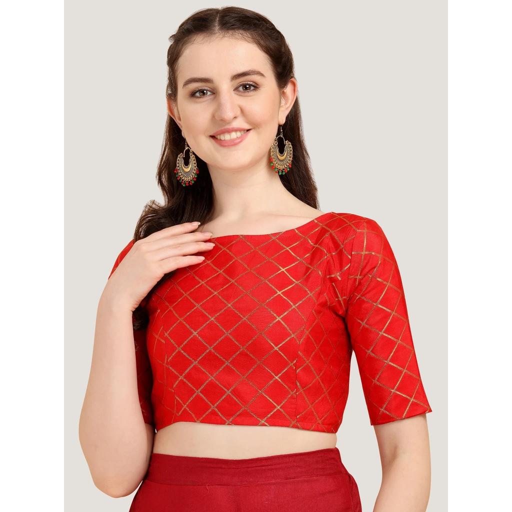 Hermosa Blusa de Trabajo Tejida en Jacquard Ropa para Fiesta de Boda India Choli Cosido