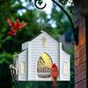 Church Shaped Metal Bird Feeder with Solar Light, Hanging Outdoor Bird Feeder, 5 LB Large Capacity Weatherproof Bird Feeder with Suet & Fruit Feeding