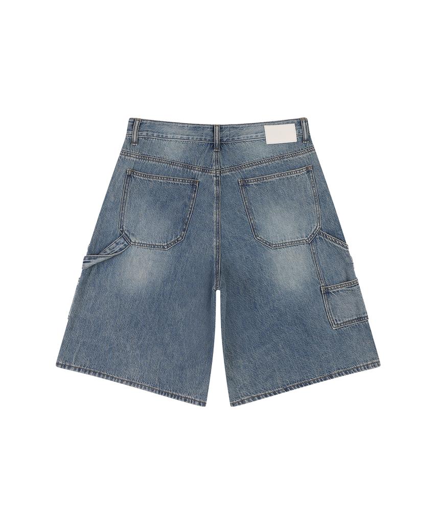 LAB101 Carpenter Tinwash Bermuda Denim Pants (Mid Blue)