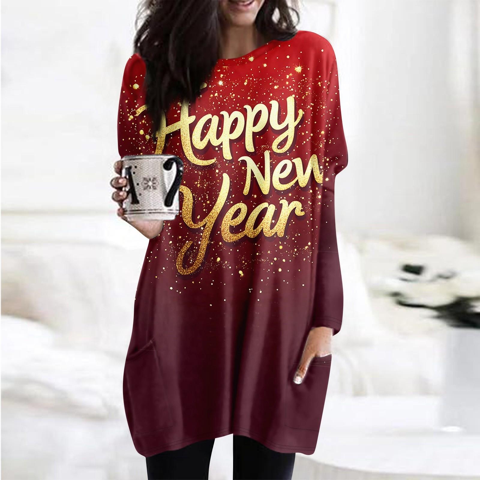 

Женская толстовка с круглым вырезом и принтом, платье-рубашка с длинными рукавами и принтом, пуловер свободного покроя, свободный крой, топы с карманами L красный