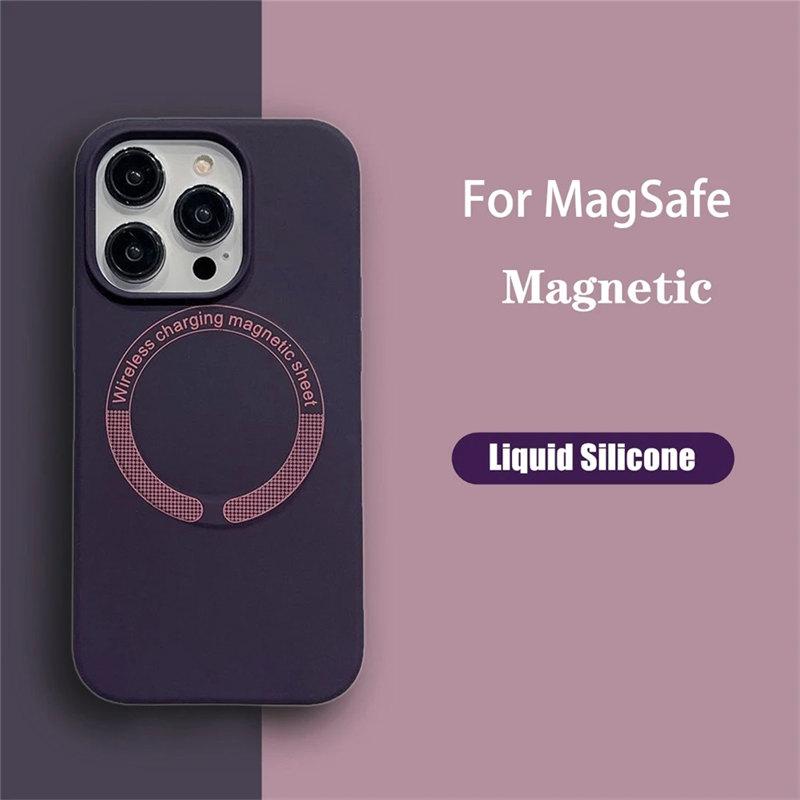 Mode Magnetische Für MagSafe Drahtlose Aufladen Flüssigkeit Silikon Telefon Fall Für iPhone 14 12 11 13 Pro Max Platz Stoßfest abdeckung