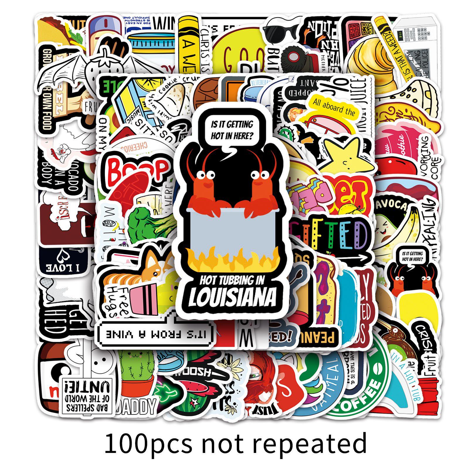 100 Vine-Themed Waterproof Graffiti Stickers for Skateboards and Luggage