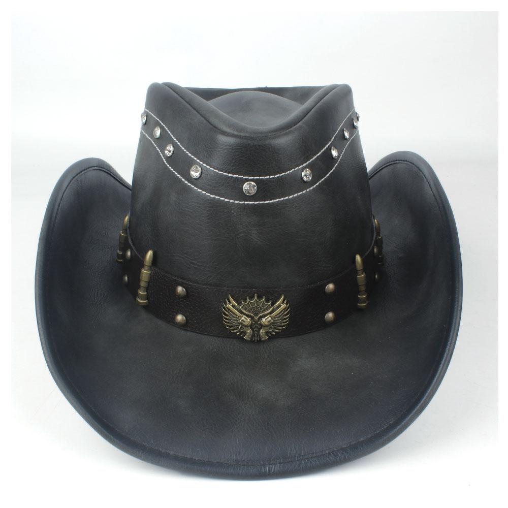 Pălărie de cowboy occidentală 100% din piele pentru bărbați, pentru gentleman, tată, Jazz, Sombrero Hombre, mărimea 58-59CM, stil 36
