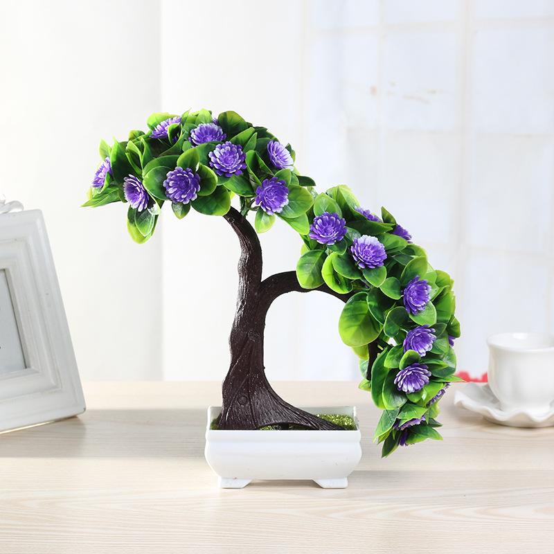 Artificial Plants Potted Bonsai Green Small Tree Plants Fake Flowers Potted Ornaments for Home Garden Decor Party Hotel Decor