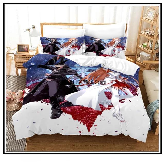 Anime Sword Art Online Bedding Set 3D Printed Duvet Covers Pillowcases kids Bedclothes Bed Linen Luxury Home Textiles Home Decor