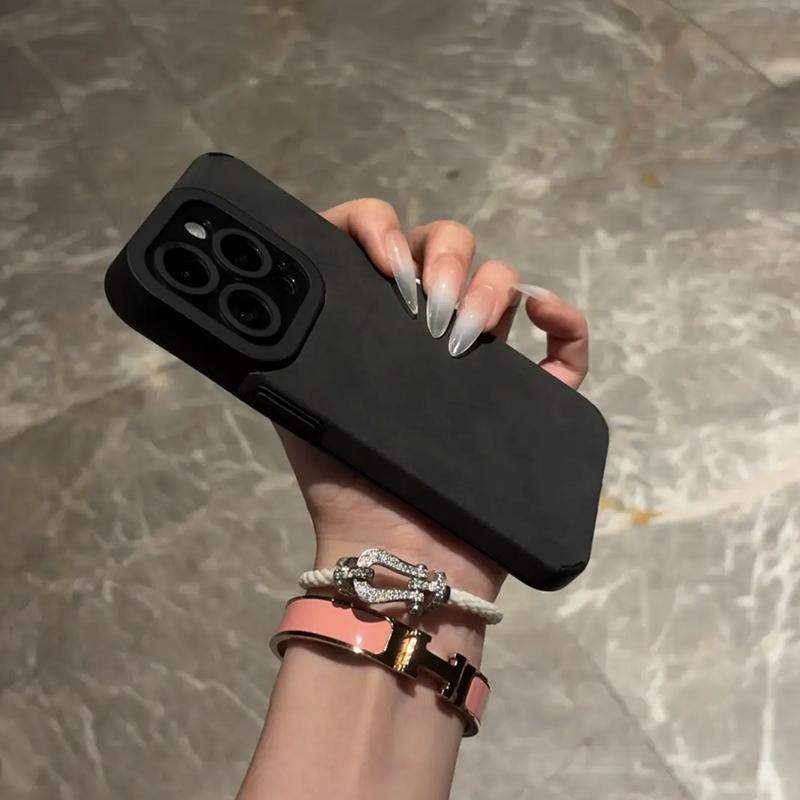 Luxury Matte Soft Leather Phone Case For iPhone 16 15 14 Plus 13 12 11 Pro Max 17Air  Lens Protection Shockproof Silicone Cover