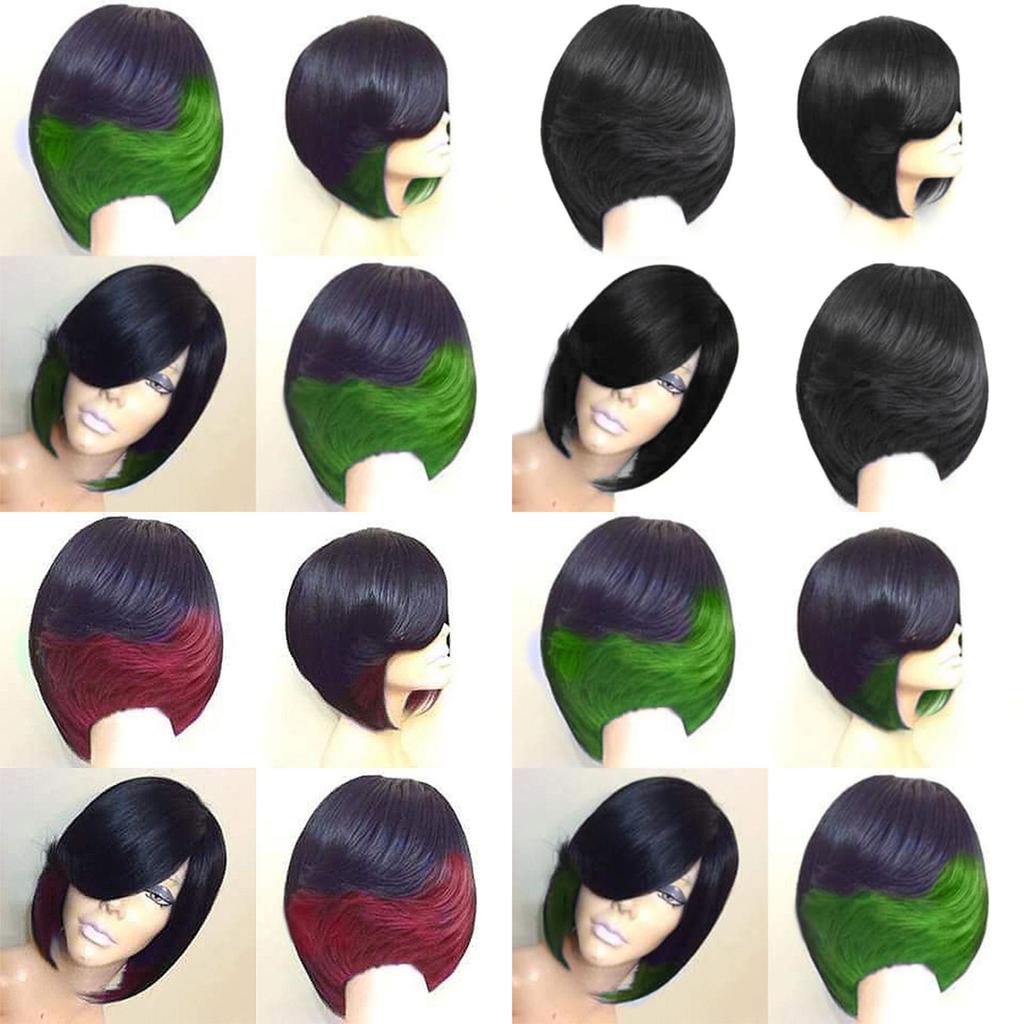 Elegant Short Mix Color Hair Wig With Natural Straight Synthetic Hair For Cosplay