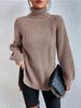 Autumn Winter Knitwear Mid Length Raglan Sleeve High Collar Split Hem Sweater Dress Luxurious Relaxed-fit Slimming and Versatile Top