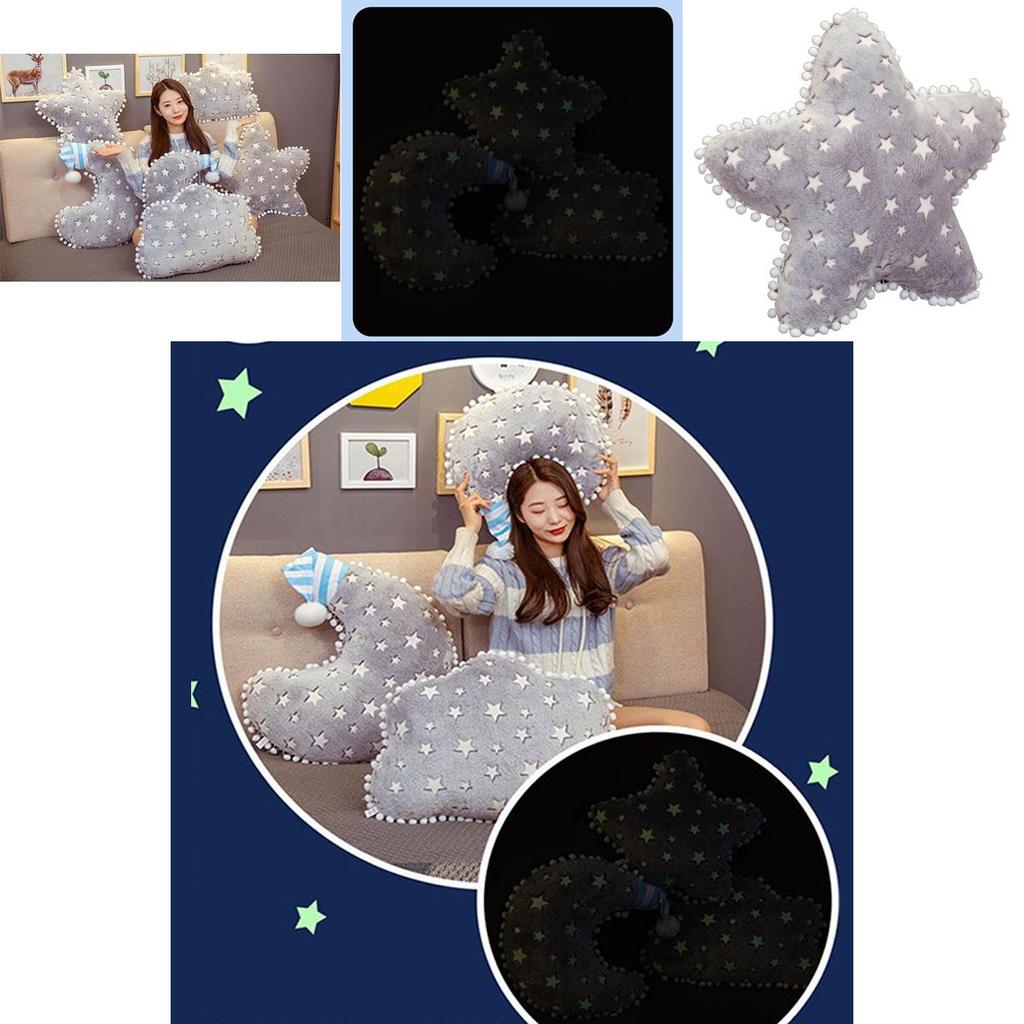 Moon And Stars Plush Pillow For Home Decor And Gift Giving Glowing Night Light Cushion
