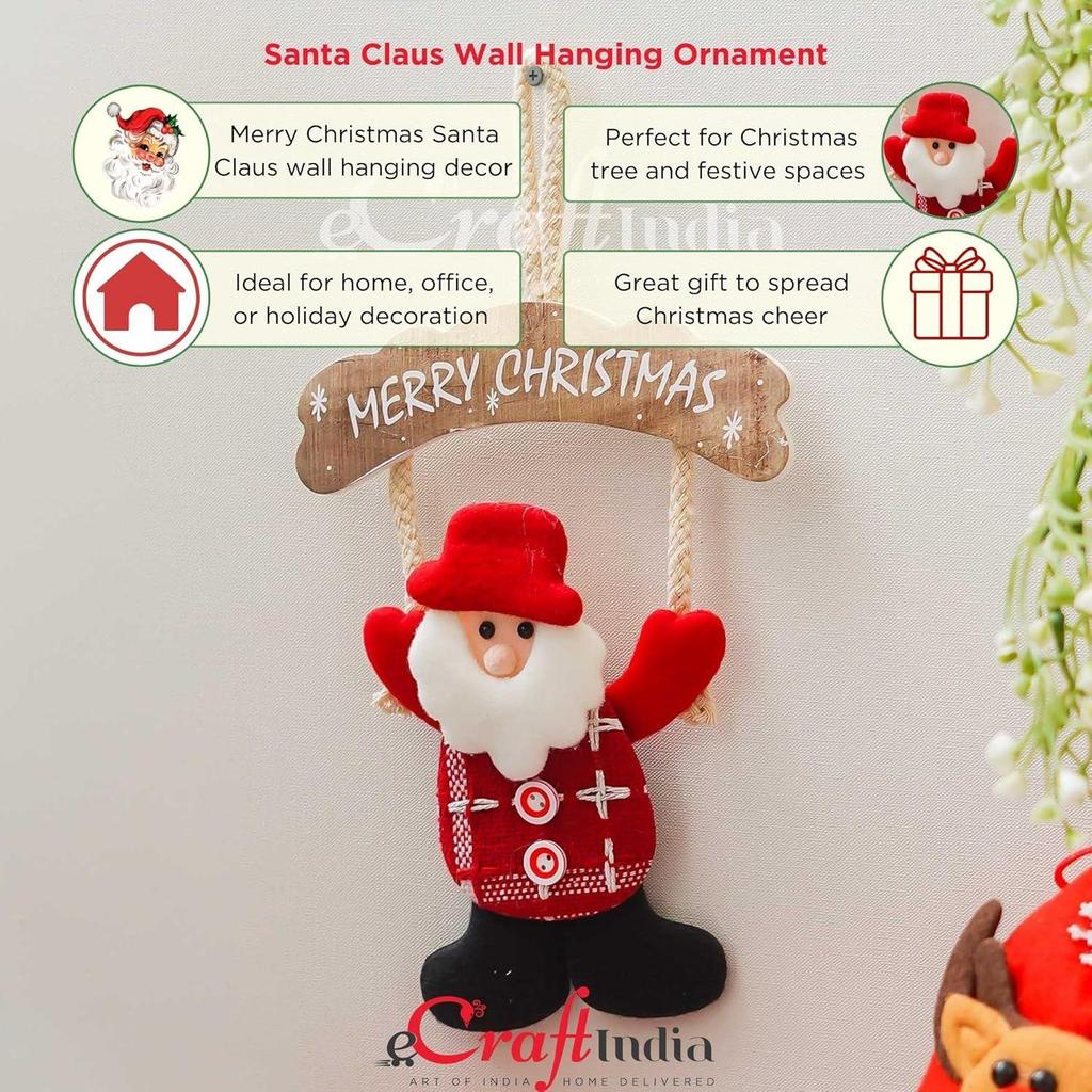 Santa Claus Merry Christmas Wall Hanging Ornament Props | Christmas Tree Decoration Items for Home Office | Christmas Gifts for Women Men