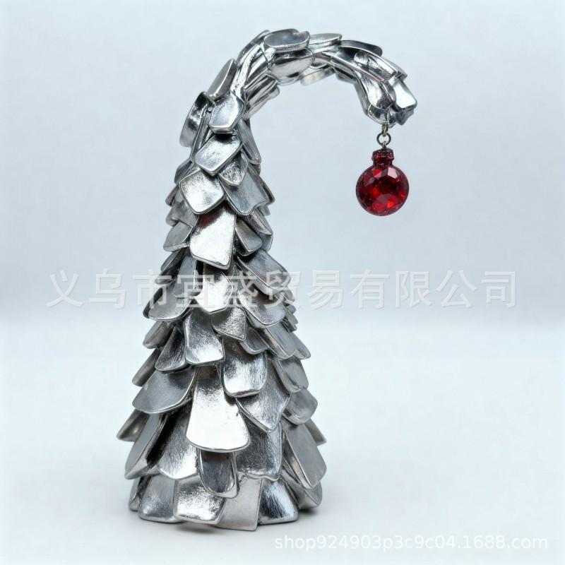 Curved Christmas Tree Figurine Home Garden Decor Gift Window Display